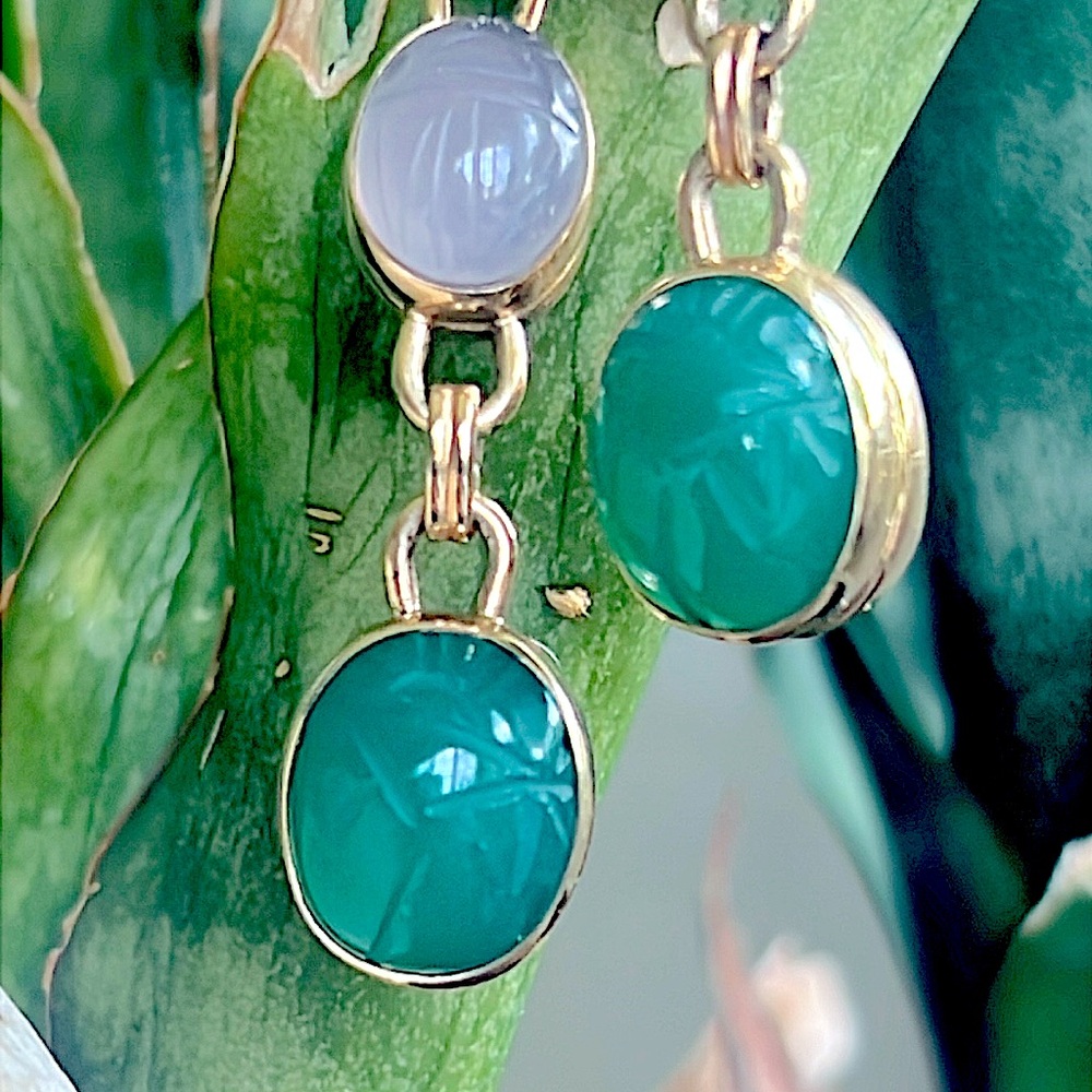 14 karat gold Scarab earrings Earrings - Picture 2 of 10